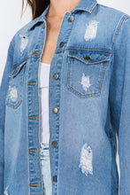 Load image into Gallery viewer, American Bazi Distressed Frayed Hem Denim Jacket
