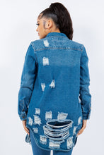 Load image into Gallery viewer, American Bazi Distressed Button Up Long Sleeve Denim Jacket
