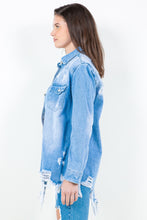 Load image into Gallery viewer, American Bazi Frayed Hem Distressed Denim Shirt Jacket
