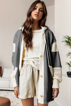 Load image into Gallery viewer, Contrast Drawstring Button Up Hooded Jacket
