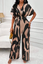 Load image into Gallery viewer, Printed V-Neck Short Sleeve Wide Leg Jumpsuit
