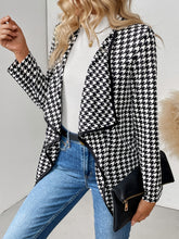 Load image into Gallery viewer, Houndstooth Open Front Long Sleeve Jacket
