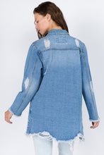 Load image into Gallery viewer, American Bazi Distressed Frayed Hem Denim Jacket
